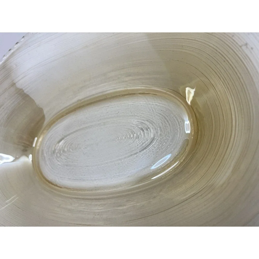 Amber/Gold Ribbon Glass‎ Delicate Bowl Soap Dish Jewelry Dish Home Decor 5 in